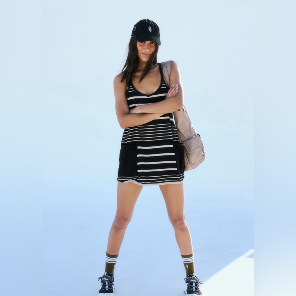 FP Movement by Free People Black and White Striped Mini Dress